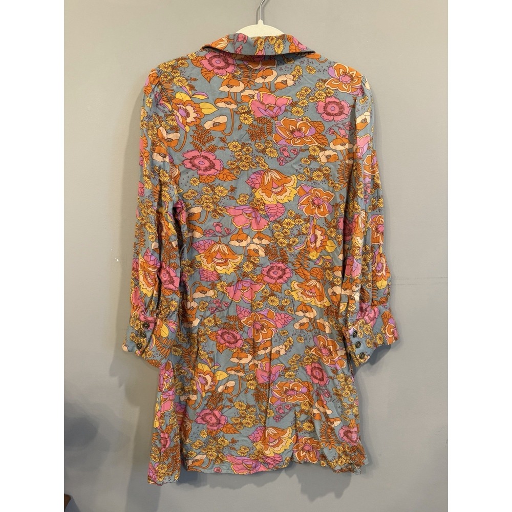 NATURAL LIFE Floral Button-Down Tunic in Blue, Pink & Orange - Picture 3 of 3